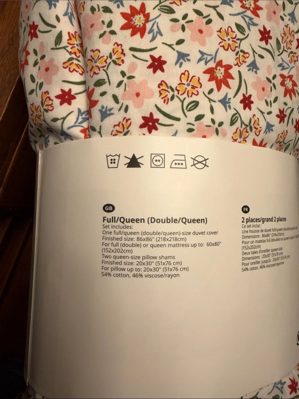 Ikea JATTELILJA Full/Queen Duvet cover & pillowcase white/floral patterned - NEW